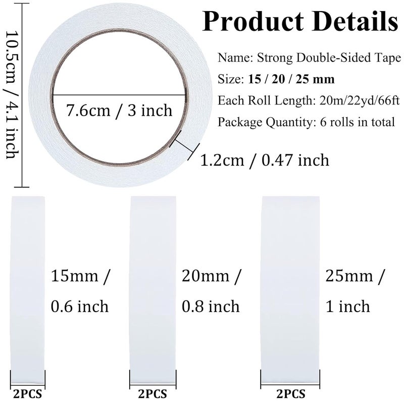 SmaringWing Double-Sided Fabric Tape, Hem Tape No Sew Double Sided Tape for Crafts Arts, 6 Rolls Strong Adhesive Cloth Sewing Tape for Hemming, Clothing Repairs, Pants, DIY Projects, Paper Backing (0.6/0.8/1inch) - Image 2